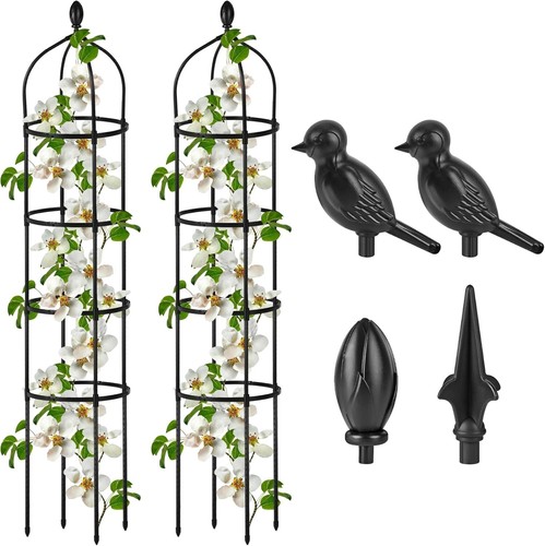 2 Pcs Steel Garden Obelisk Trellis 6 Ft Support for Climbing Plants Outdoor - Picture 3 of 9