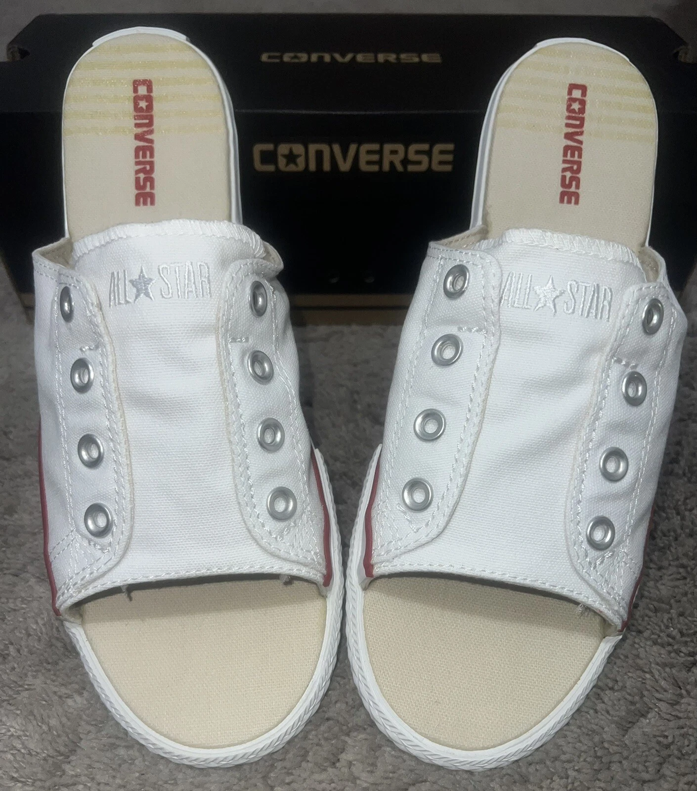 NUOVO Converse CT All Star Cut Away Sandalo Slides 121899F BIANCO Luminoso Donna 12