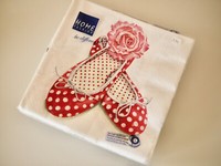 Home Papierservietten,20 Servietten Motiv Ballerina Rot-Weiß, 33X33 Cm,3-Lagig