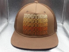Hooters Mesh Snapback Trucker Hat Cap Brown Official Merchandise Sticker Orange