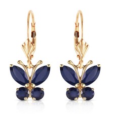14K. SOLID GOLD BUTTERFLY EARRING WITH SAPPHI...