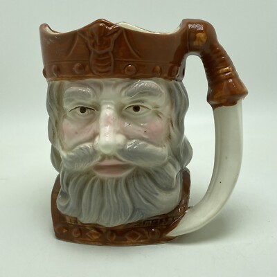 Vintage Japanese Jug Mug King Arthur Bee Crown Toby Mug With Sword Handle