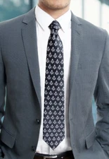 Square & Compass Masonic Neck Tie - [Black & Silver]
