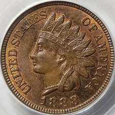 U.S. 1888 Indian Head Cent - 1c -PCGS MS64RB RPD Mint Error Variety Snow-6!!!