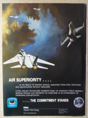 9/1988 PUB LITTON THREAT WARNING SYSTEM F-14 AN/ALR-67 F-16 ALR-74 ORIGINAL AD
