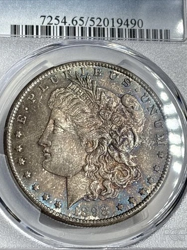 1898 O Morgan Silver Dollar PCGS MS65 Cobalt Blue & Brown Beautiful Toning