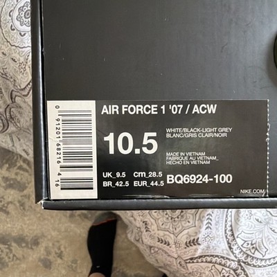 Nike A-Cold-Wall* Air Force 1 '07 ACW White/Black-Light Grey BQ6924-100