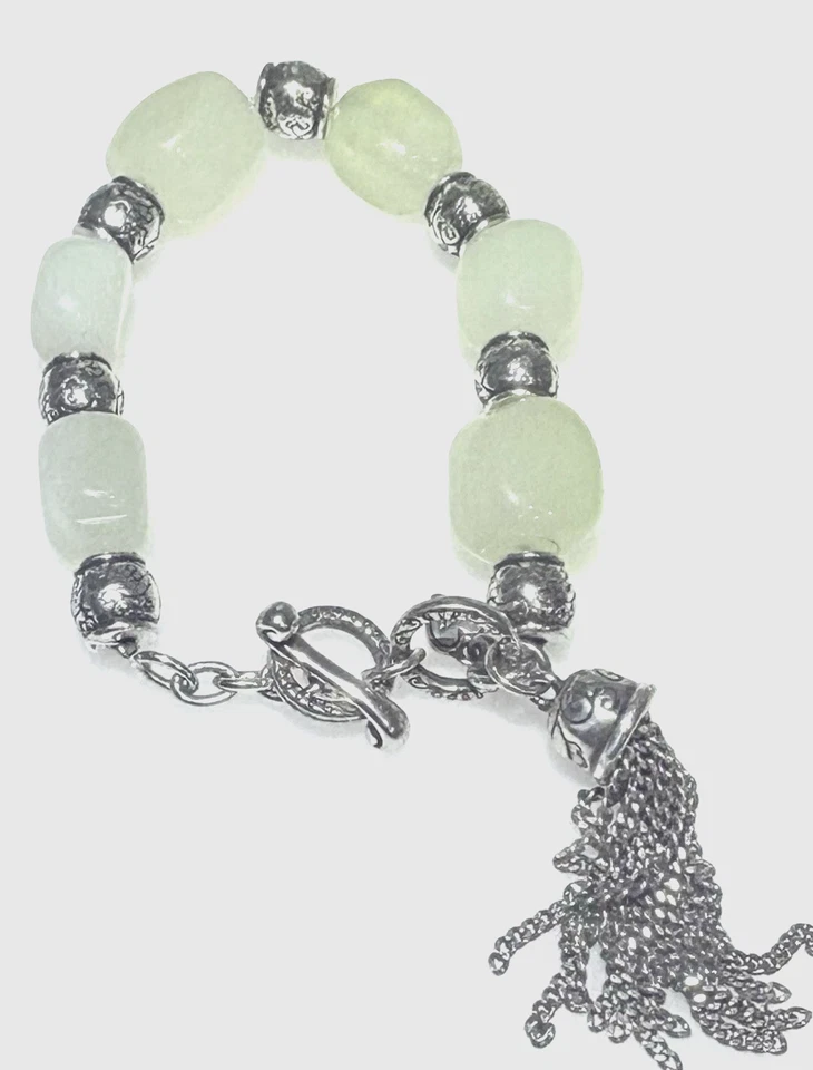 PULSERA BRIGHTON SERPENTNE JADE Verde Claro Borla Cuelga Plata Foto 2 de 4