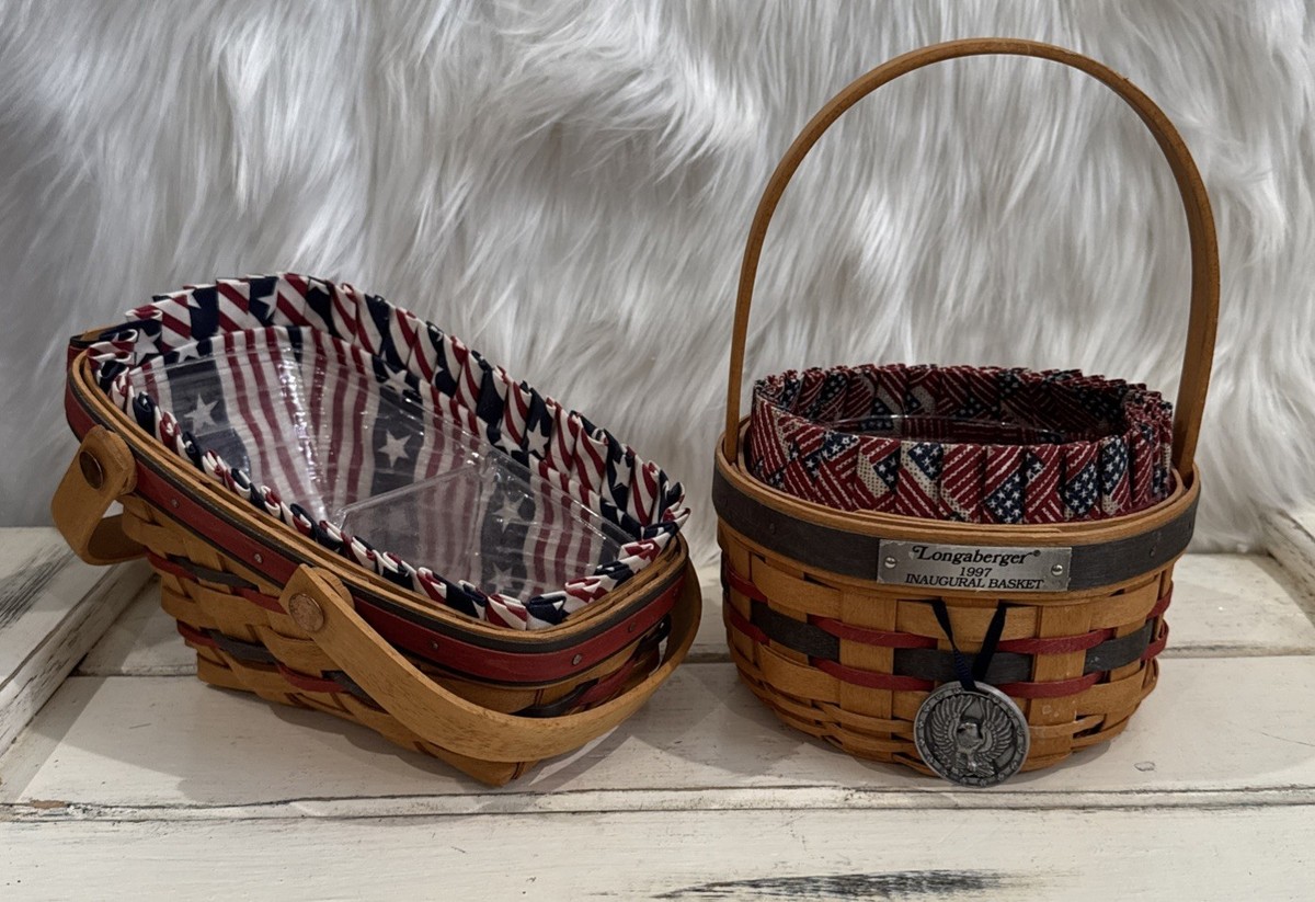 Longaberger 1997 Inaugural Basket 1996 Sleigh, Basket Red White