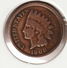 US Rare Old West 1908 Indian Head Penny Coin American Collection Shield Cent USA