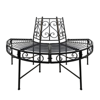 Baumbank Gartenbank Parkbank Rundbank Halbrundbank Bank Metall Schwarz Ø 125 Cm