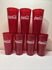Coca-Cola Vintage Plastic Set of 7 Red Translucent, 7" Tumblers No. 6624-1