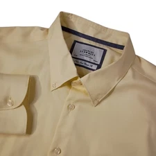 Charles Tyrwhitt Shirt Mens 19/38 Yellow Non Iron Classic Fit Button Down Cotton