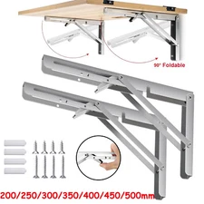 2/4Pcs Stainless Steel Folding Table Bracket Shelf Bench Heavy Duty Hinge 8-20''