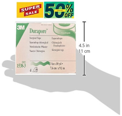 #ad Medical Tape 3M Durapore Silk Like Cloth #1538 3 3#x27;#x27; x 10 yds 4 Single Rolls $13.69