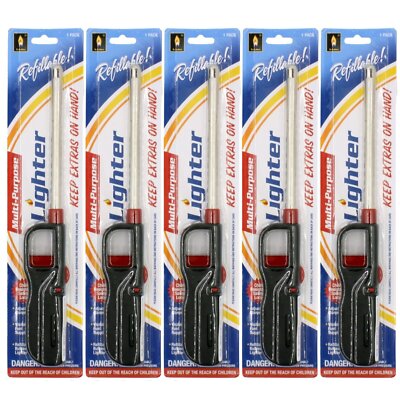 5 Pcs Refillable BBQ Lighter for Butane Kitchen Stove Fireplace Grill Candle