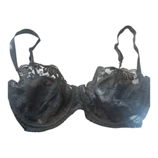 Vintage Promise by Poirette 34DD Black Unlined Lace Bra Union Made Made in USA