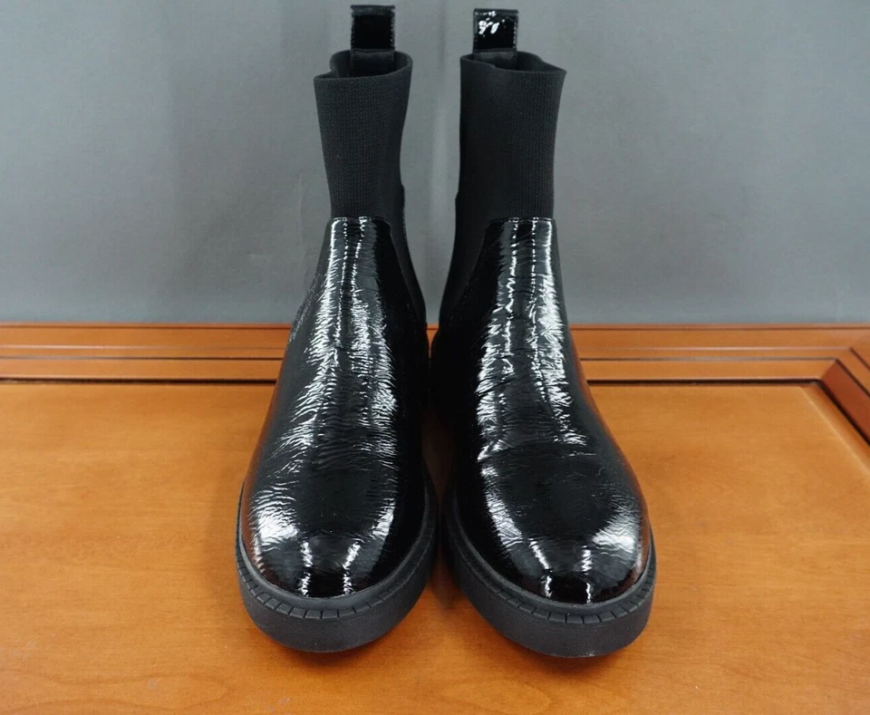 Andre Assous Violeta Chelsea Zapatos Mujer 8.5 Negro Imitación Cuero Pull On Botín Foto 2 de 4