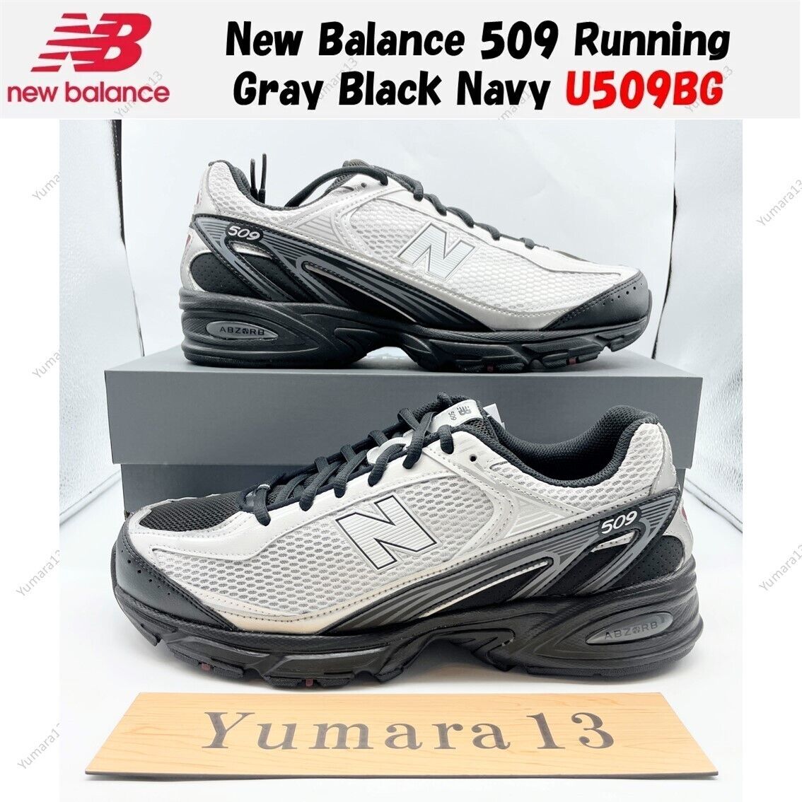 国内配送 New Balance U509 BG GRAY/BLACK New Balance 509 Running Gray Black Navy U509BG Men's Size | eBay