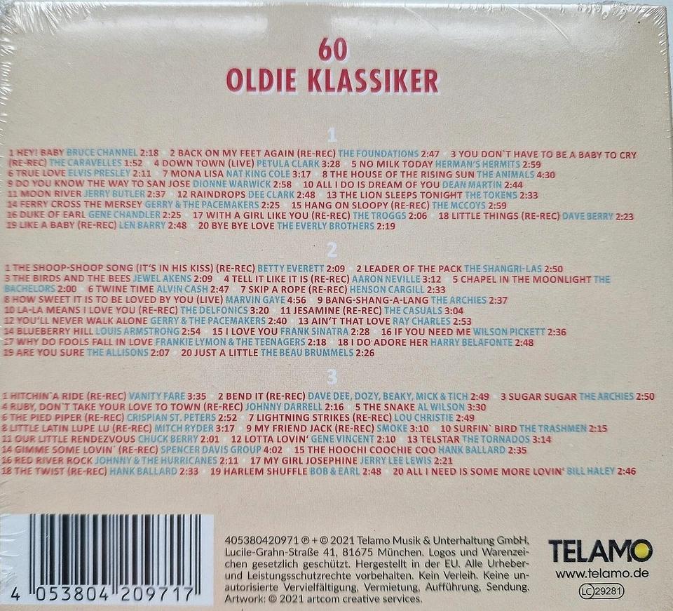 60 Oldie Klassiker der 50er und 60er Jahre, 3 CD's, 60 Songs, NEU/OVP - Bild 2 von 2