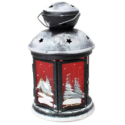 Handbemalte Glas Laterne Weihnachtslaterne Weihnachtslampe Teelichtständer