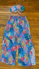 Kona Sol Swimsuit Bikini Top And Cover Wide Leg Flowing Pants Set Women’s M