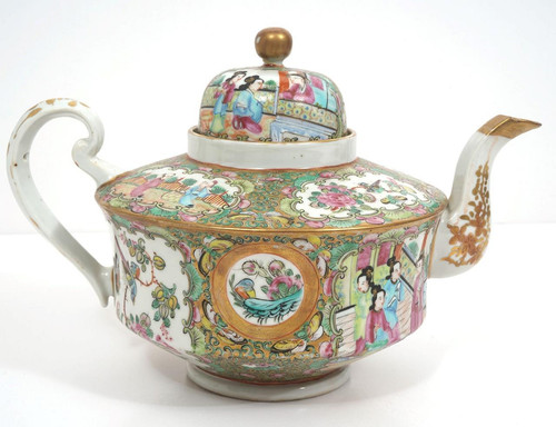 Antique 19th Century Export Chinese Rose Medallion Painted Porcelain Teapot - Picture 3 of 7
