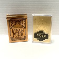 Gold Foil  Bicycle Steam Punk Playing Cards. 2 Single Decks. Pre-Owned