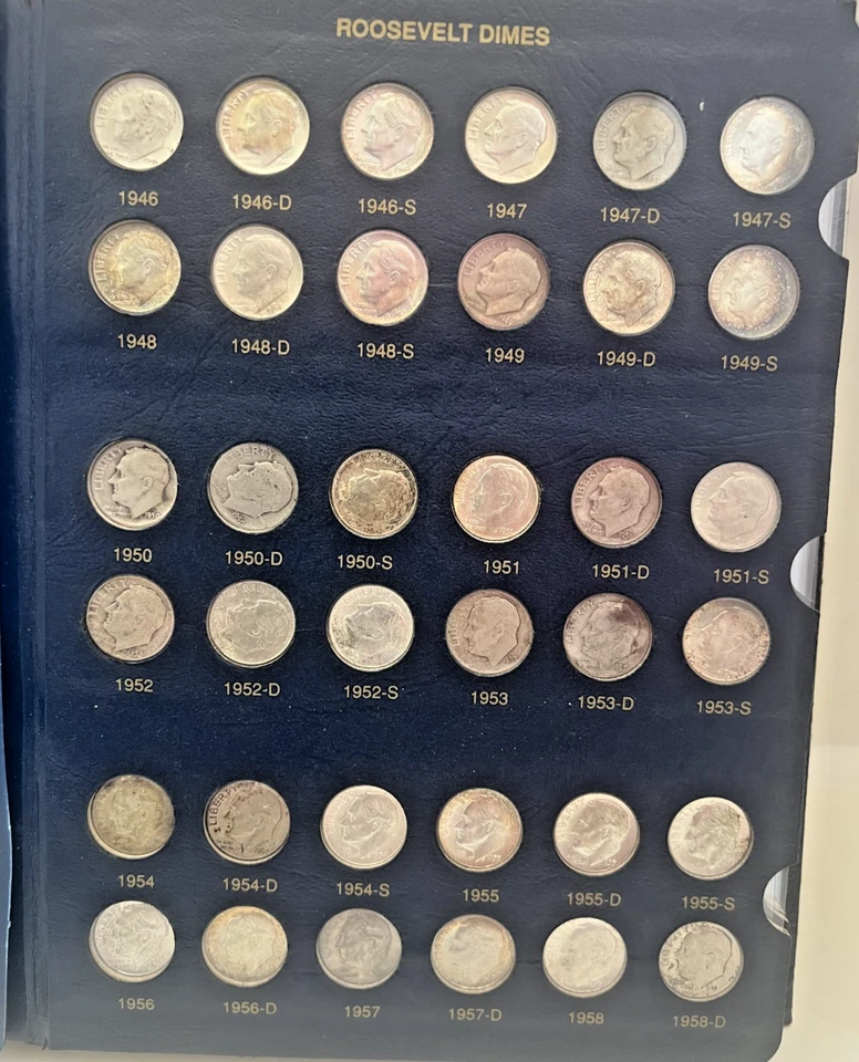 Whitman Classic Roosevelt Dimes 1946 -2013 Album (173 All Different Coins) - Image 3 of 4