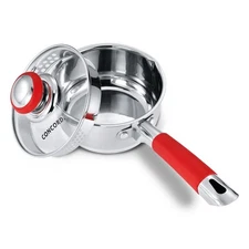 1 Quart Stainless Steel Saucepan with SIMPLE POUR Vented Glass Lid. Features ...