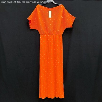 NWT Wmns NEVER FULLY DRESSED Orange Short Dolman Sleeve Textured Maxi Dress Sz M