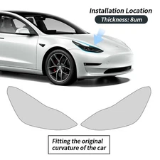 Car Headlights Protection Headlamp Overlays For Tesla Model 3/Y Smoky Black