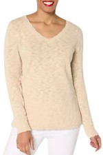 Belle Beach by Kim Gravel Women's Cotton V Neck Sweater Sand