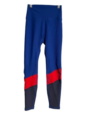 Wilo The Label Womens 7/8 Leggings XS Cobalt/Red Colorblock Stretch Athleisure 