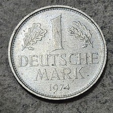 WEST GERMANY 🇩🇪 ONE (1) DEUTCSCHE MARK COIN 1974 F (MINTED IN STUTTGART)
