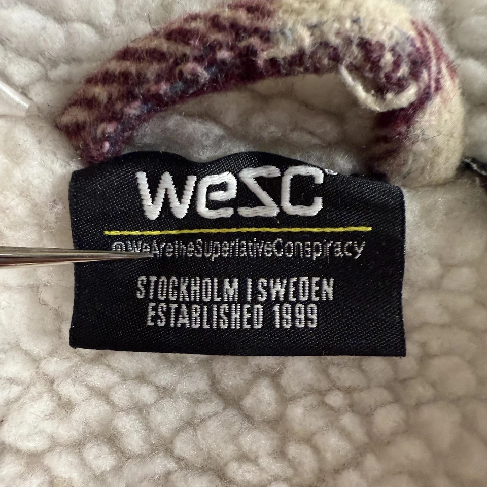 WESC Mens Shirt Jacket Small Maroon Plaid Y2K Streetwear Grunge Skater Shacket - Image 4 of 4