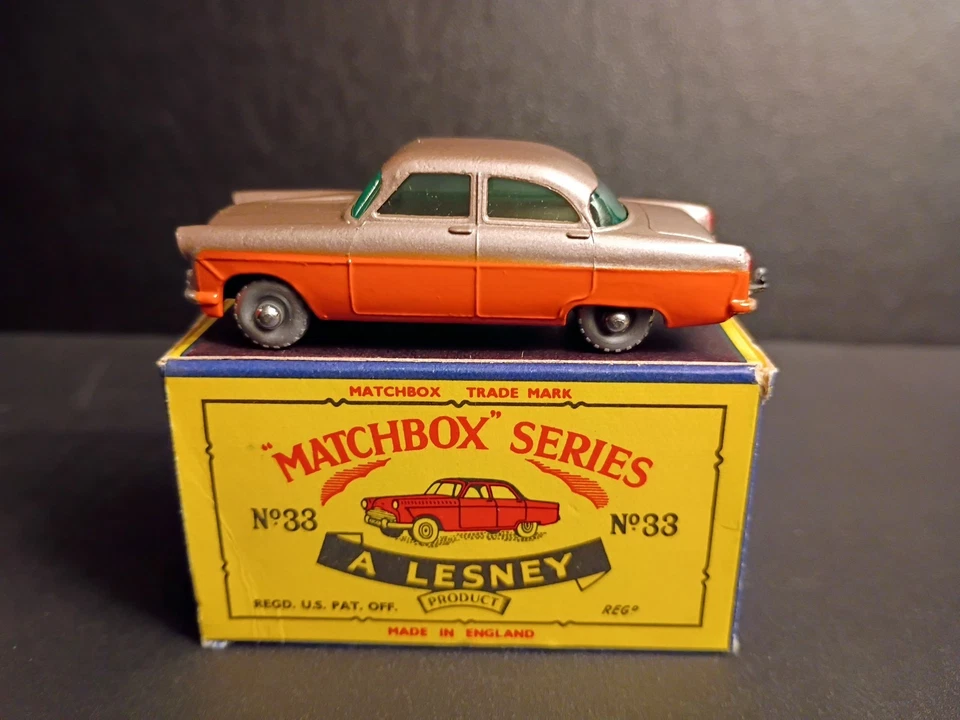 Matchbox #33A Ford Zodiac серебро/оранжевый 1957 в редкой оригинальной коробке C - Изображение 2 из 4