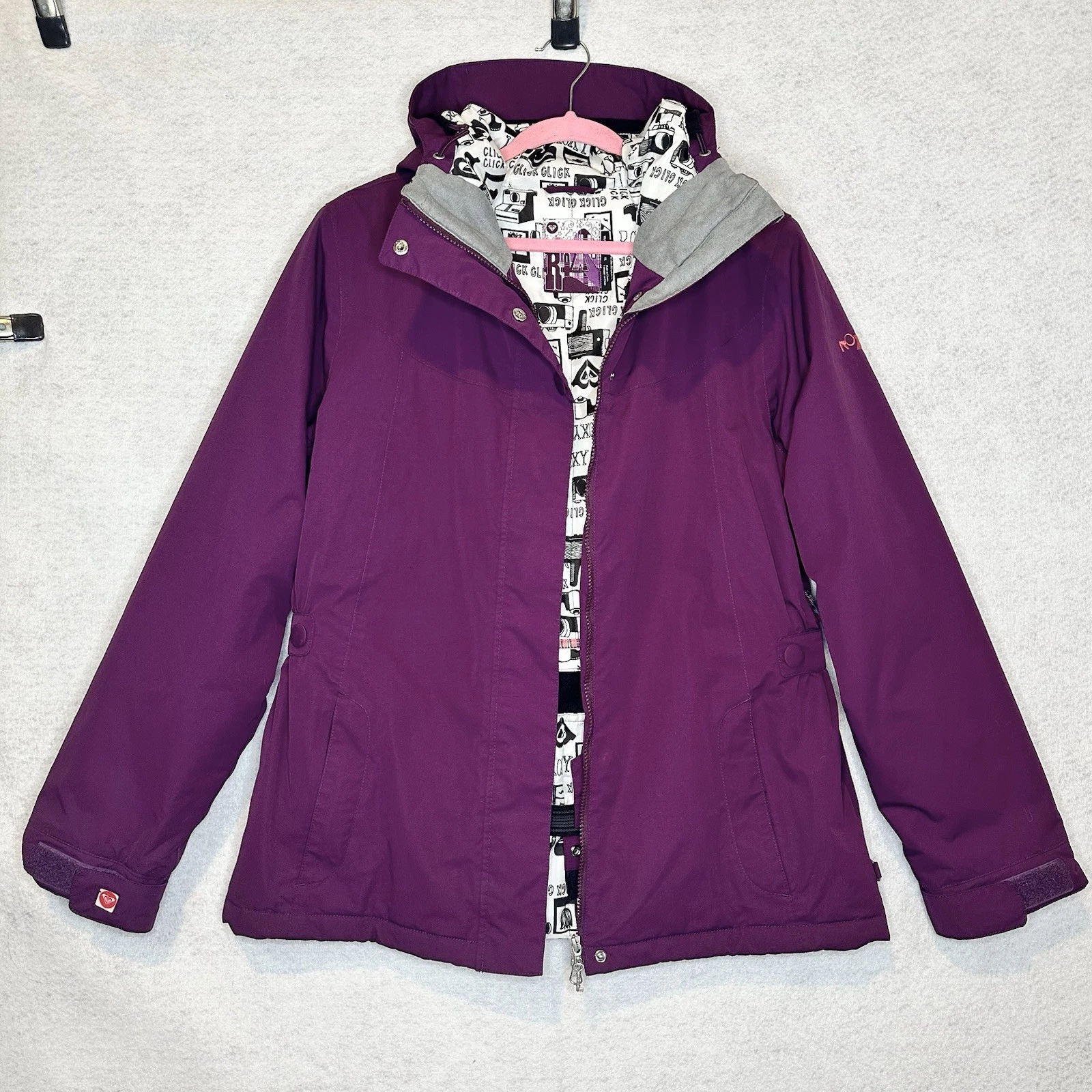 ROXY 10K Size XL 16 Waterproof Logo DryFlight Hooded Ski SNOWBOARD Jacket EUC