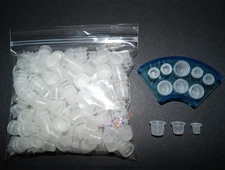 200 Tattoo Ink Cap Cups Mix 100 Small 75 Medium 25 Large Blue Holder Kit