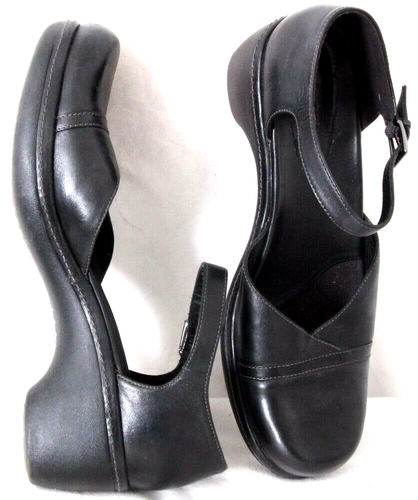 ECCO Ankle Strap Buckle Cap Toe Mary Jane Heels Clogs shoes EU 41 Women's 10.5 - Picture 2 of 7