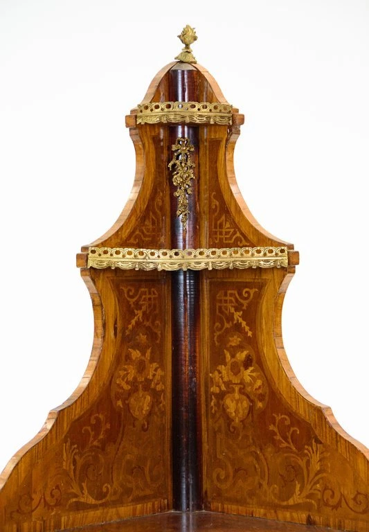 Antiguo gabinete, en corniere, metal dorado, ¡marquetería montada estilo francés!! Foto 2 de 4