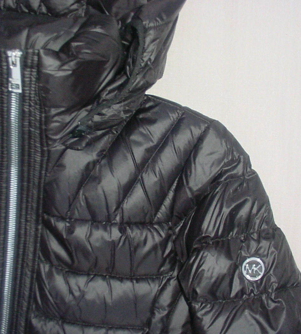 Giubbotto donna Michael Kors nero piumino trapuntato cappuccio nuovo con etichette taglia S M $295
