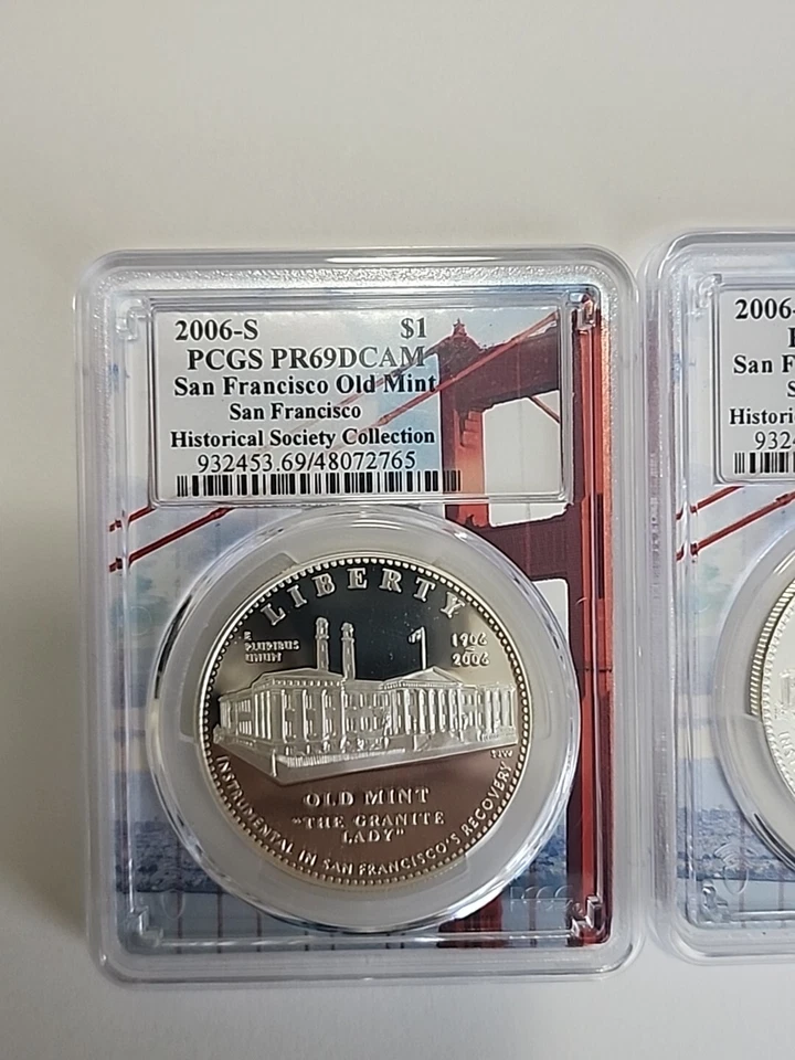 2006-S PCGS MS69 PR69DCAM San Francisco Old Mint Commemorative Silver $ Set. TWO - Image 2 of 4