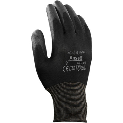 Ansell Sensilite Polyurethane Palm Coated Gloves 48-101 Size 7, 6 Pairs