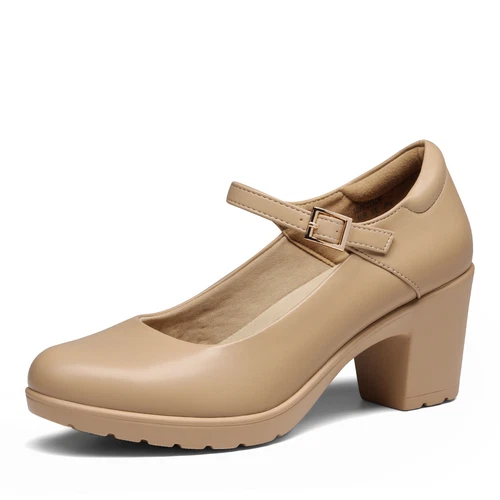 Women Office Shoes Arch Support Mary Jane Pumps Low Chunky Heel Dress Pumps - Picture 17 of 24