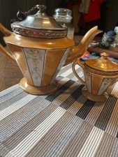 fraunfelter china teapot and sugar bowl