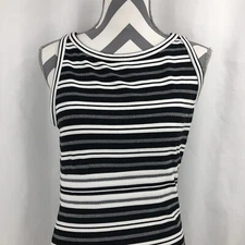 MAX STUDIO Black White Striped Sleeveless Knit Dress 9911M55 Small