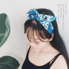 Wave Pattern Retro Hairband Mori Rabbit Ear Cute Girl Headband Holiday Headdress