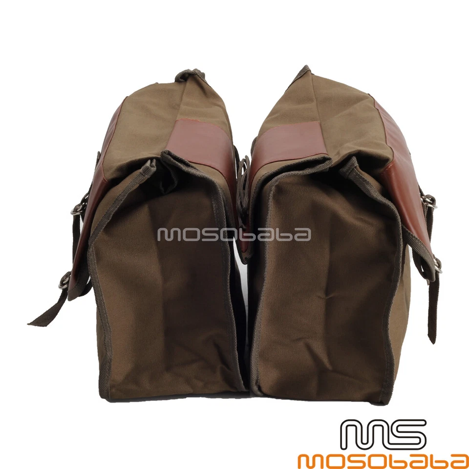 Alforja Caqui Motocicleta Bicicleta Scooter Dos Lados Lona Grandes Bolsas de Equipaje Foto 4 de 4