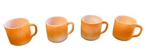 Federal Orange Coffee Cups Vintage Glass Mug Set White Inside / Bottom